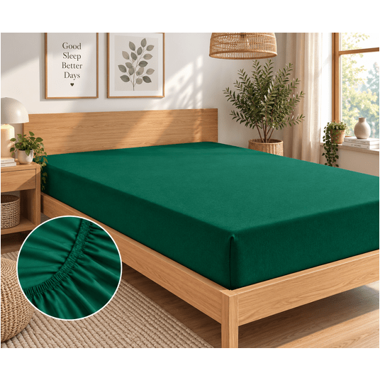 Prześcieradło jersey z gumką 140x200+25cm zielony -zdjęcie numer 1