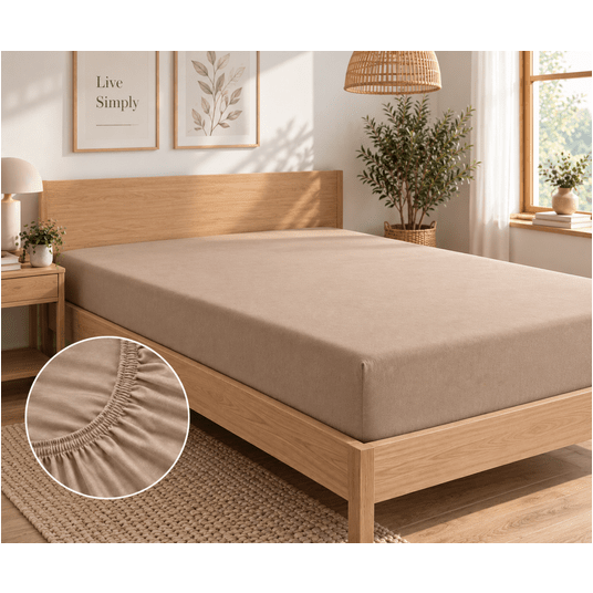 Prześcieradło jersey z gumką 180x200+25cm latte -zdjęcie numer 1