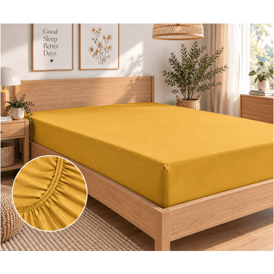 Prześcieradło jersey z gumką 180x200+25cm miodowy -zdjęcie numer 1