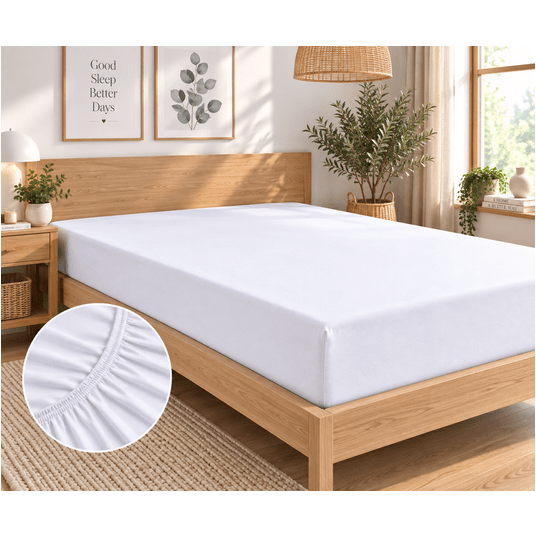 Prześcieradło jersey z gumką 90x200+25cm białe -zdjęcie numer 1