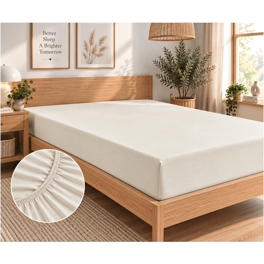 Prześcieradło jersey z gumką 90x200+25cm ecru -zdjęcie numer 1