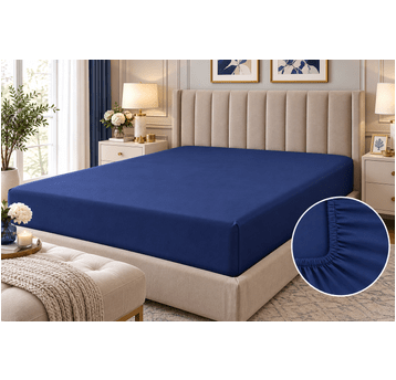 Prześcieradło bawełniane z gumką 140x200cm granat